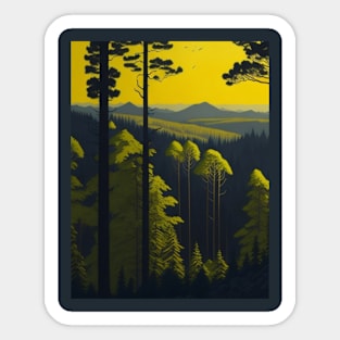 Yellow Sunset Forest View #8 Sticker